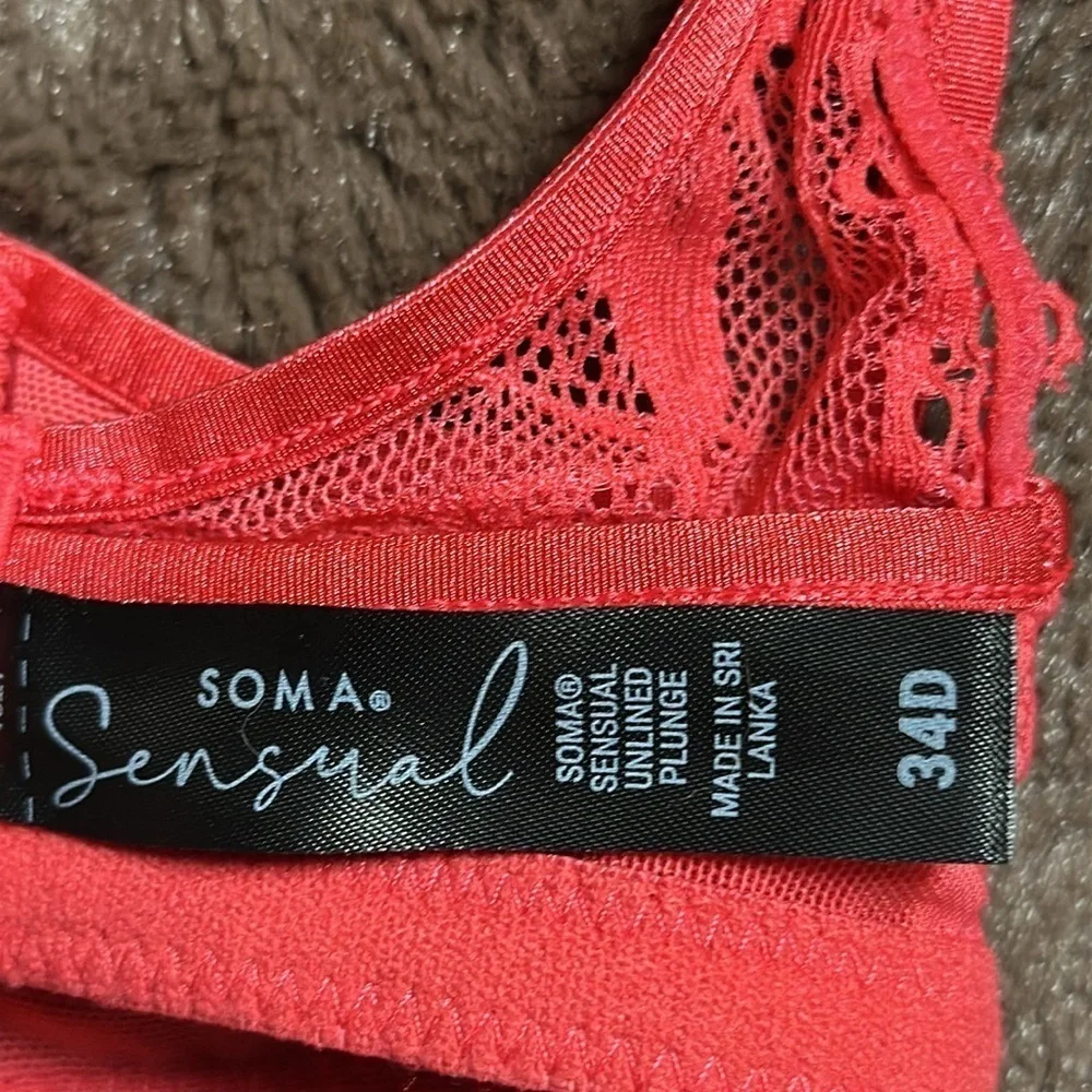 SOMA Sensual Unlined Plunge Coral Sz 34D